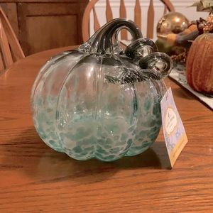 Olive +  Thyme clear and teal glass pumpkin 🎃